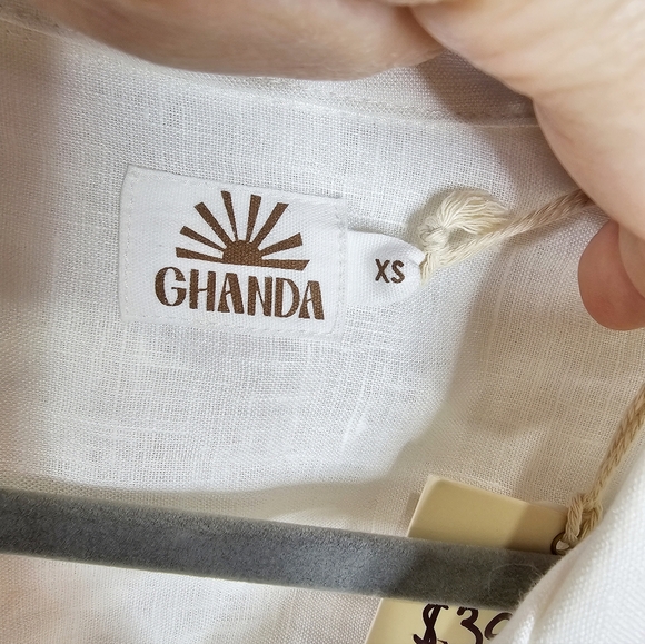 Ghanda Tilly Lace and Linen Button-down Shirt NWT - Picture 8 of 13